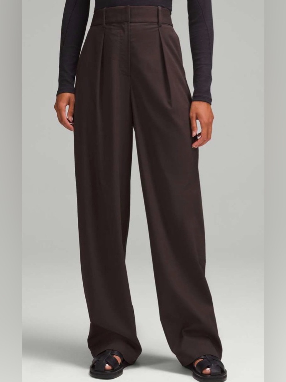 LULULEMON Pleat-Front High-Rise Trouser Regular Espresso Brown size 8